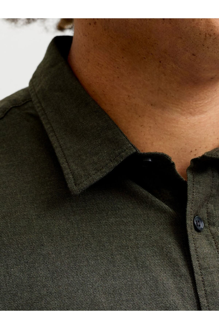 JACK&JONES PLUS JJEFIELD MELANGE SHIRT LS SN PLS 12299869 - Koyukahverengi