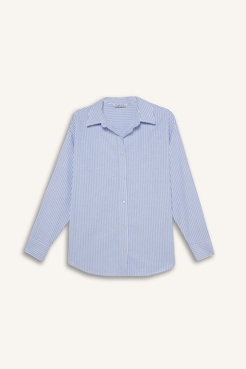 Defacto Kadın Long Sleeve Shirt D4015Ax - Mavi