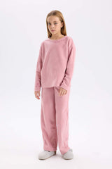 Defacto Çocuk Knitted Pyjamas A9859A8 - Gül Kurusu