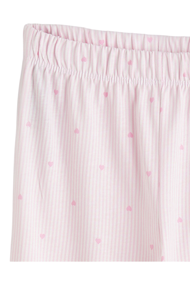 Sporline LC Waikiki pembe çizgili ve kalp desenli kız çocuk pijama altı