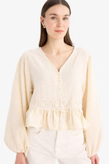 Defacto Kadın Long Sleeve Tunic D4397Ax - Kahverengi / Kum Beji
