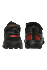 Sporline Kinetix 5P Renium siyah suni deri kadın sneaker, ön ve arka görünüm