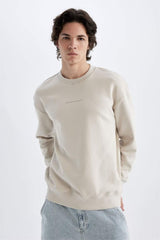 Defacto Erkek Sweat Shirt X8282Az - Kahverengi / Kum Beji