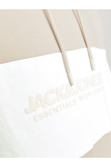 JACK&JONES JJELEGACY BLOCKING SWEAT HOOD NOOS 12256590 - Bej/ Açık Gri