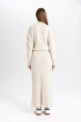 Defacto Kadın Tricot Skirt B0090AX - Ekru