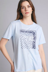 DeFacto Kadın Baskılı T-Shirt G2883AX - Açık Mavi