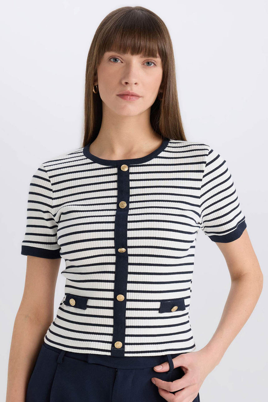 Defacto Kadın Short Sleeve T-Shirt C2566Ax - Koyu Lacivert