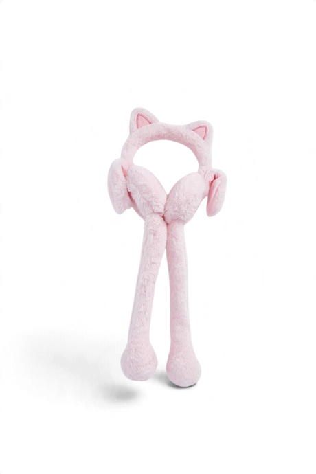 Sporline LC Waikiki açık pembe peluş kedi kulaklı çocuk kulaklık aksesuarı