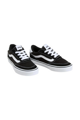 Sporline Vans Brooklyn siyah beyaz kadın sneaker ayakkabı, beyaz bağcıklı ve ikonik yan şeritli tasarım