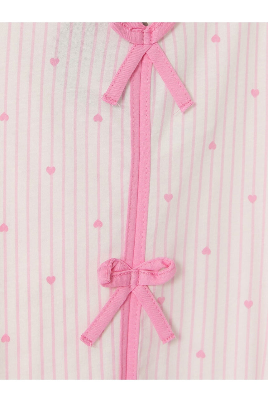 LC Waikiki Çocuk Kalp Desenli Pijama Takımı W6BU08D4 - Ekru