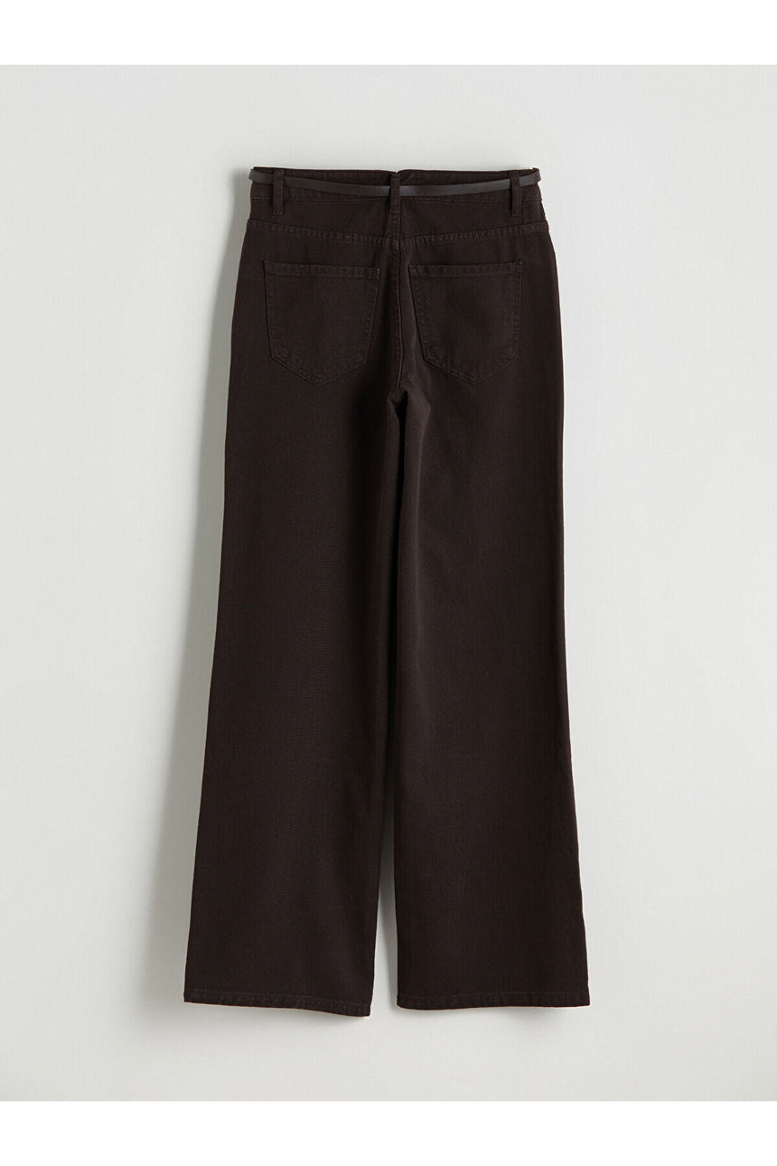 Lcw Kadın Pnt,Wideleg-Brown-Belt-Tkm W5Dg21F8 - Koyu Kahverengi