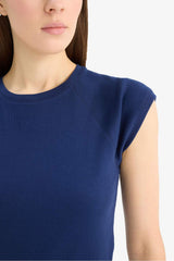 Defacto Kadın Short Sleeve T-Shirt C7334Ax - Koyu Lacivert