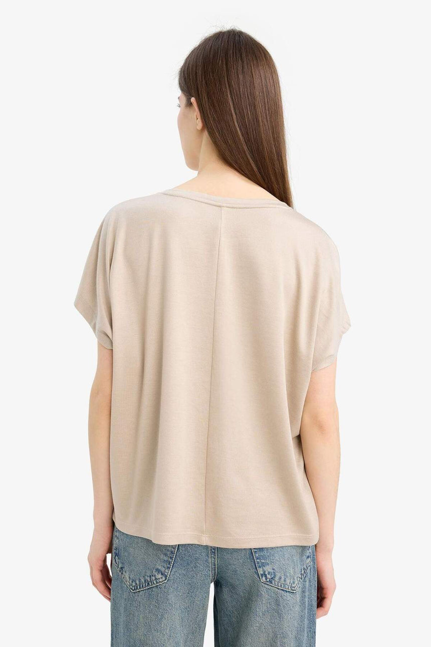 Defacto Kadın Short Sleeve T-Shirt C8807Ax - Açık Kahverengi