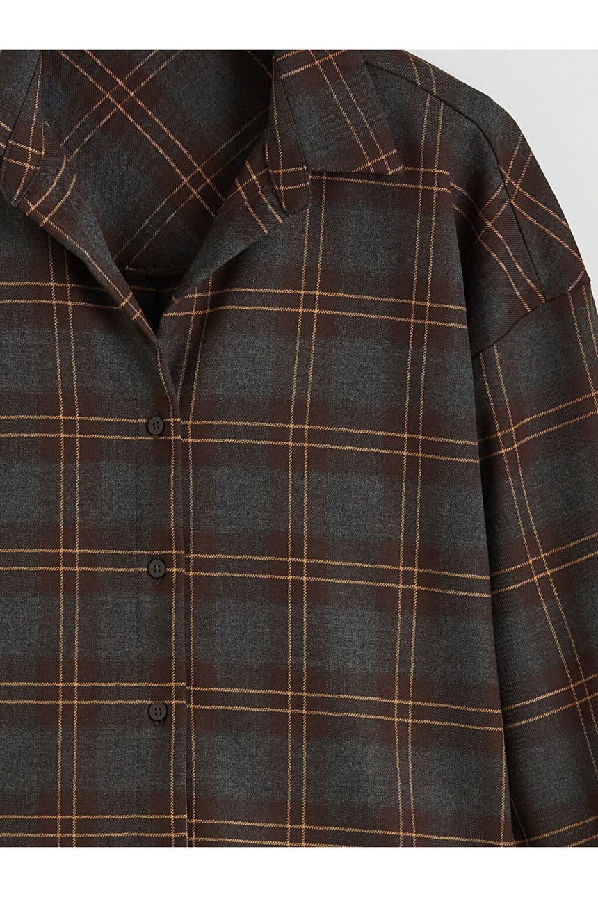 LCW KADIN S6M334B8 UK.GMK,SHIRTY-CHECKED-6S - Koyu Gri