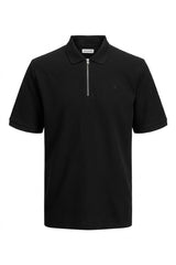 JACK&JONES JJEAUSTIN ZIP POLO SS NOOS PLS 12284618 - Siyah