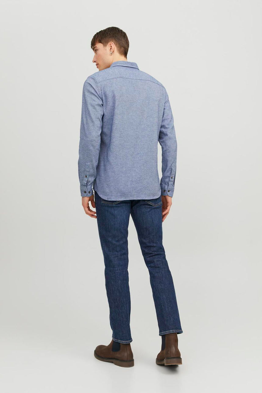 JACK&JONES JJECLASSIC MELANGE SHIRT LS NOOS 12235974 - Mavi
