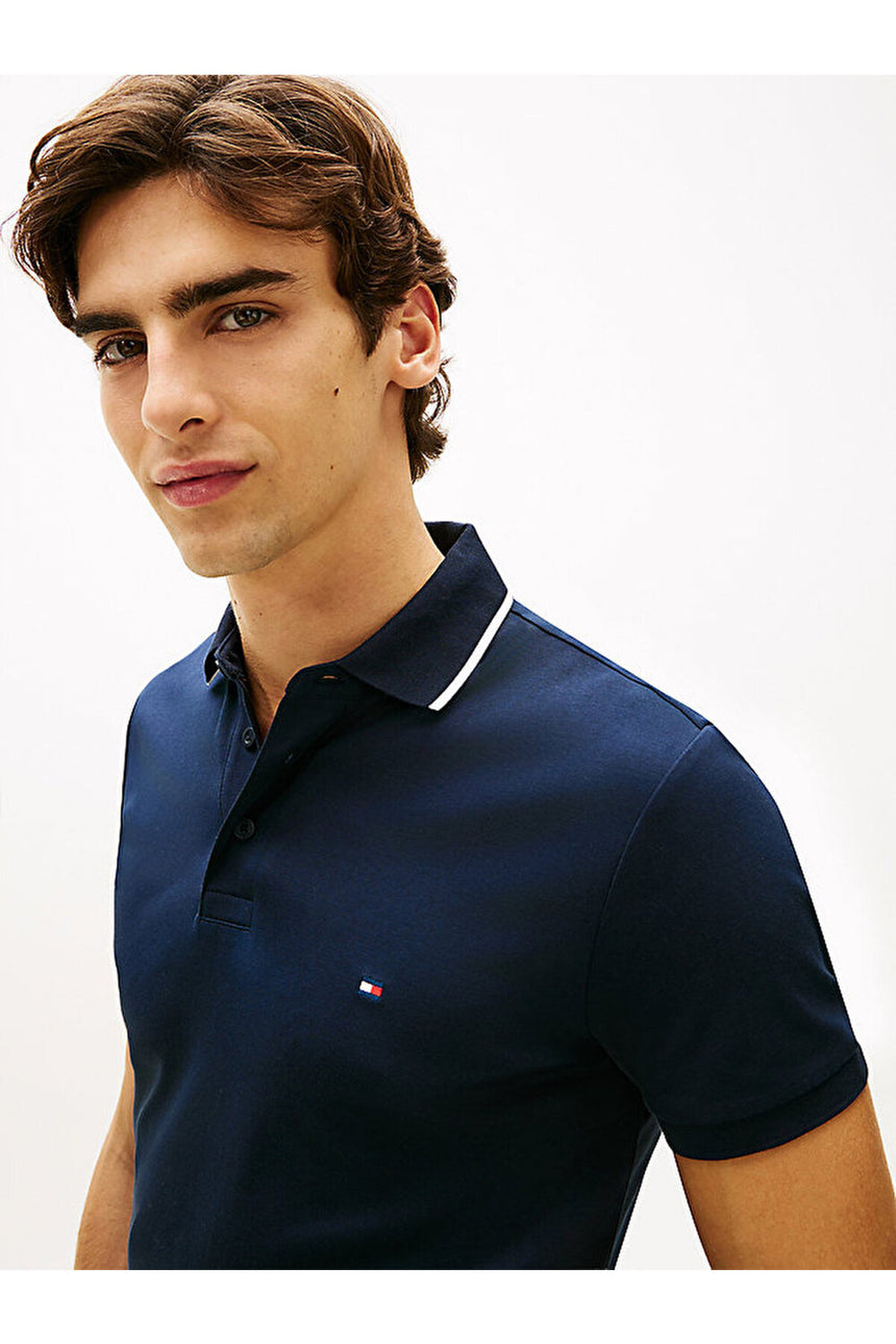 Tommy Hilfiger MW0MW43144 Erkek Polo Yaka T-Shirt - Koyu Lacivert