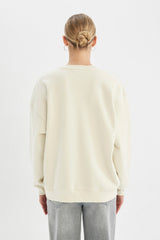 Defacto Kadın Sweat Shirt Y1346Az - Ekru