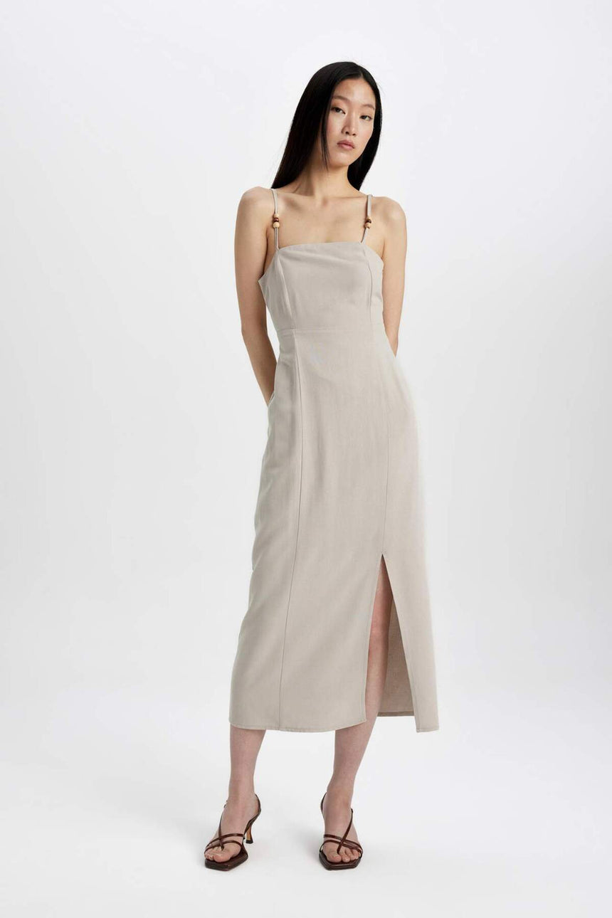 Defacto Kadın Short Sleeve Woven Dress C6130Ax - Kahverengi / Kum Beji