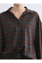 LCW KADIN S6M334B8 UK.GMK,SHIRTY-CHECKED-6S - Koyu Gri
