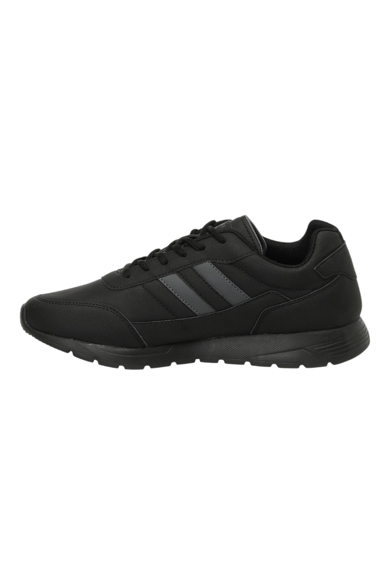 Sporline Kinetix Lescar II siyah erkek sneaker, tekstil ve PU detaylı günlük spor ayakkabı