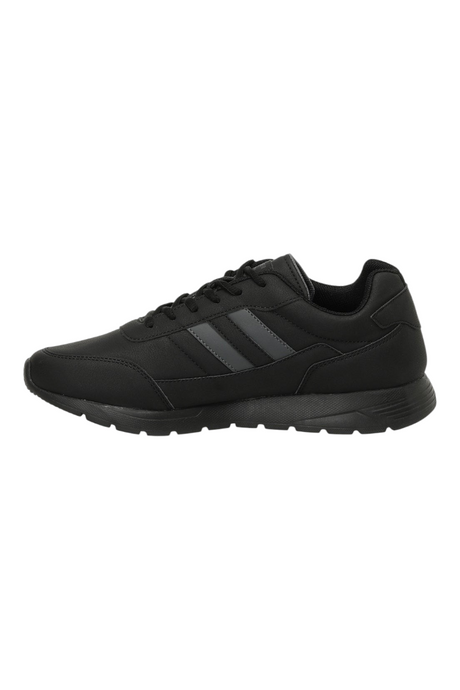 Sporline Kinetix Lescar II siyah erkek sneaker, tekstil ve PU detaylı günlük spor ayakkabı
