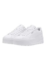 Sporline Puma Karmen II L beyaz platform tabanlı unisex spor ayakkabı, gümüş detaylı şık tasarım