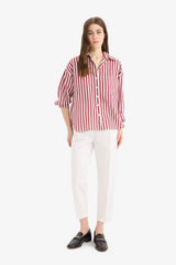 Defacto Kadın Long Sleeve Shirt E6585Ax - Bordo