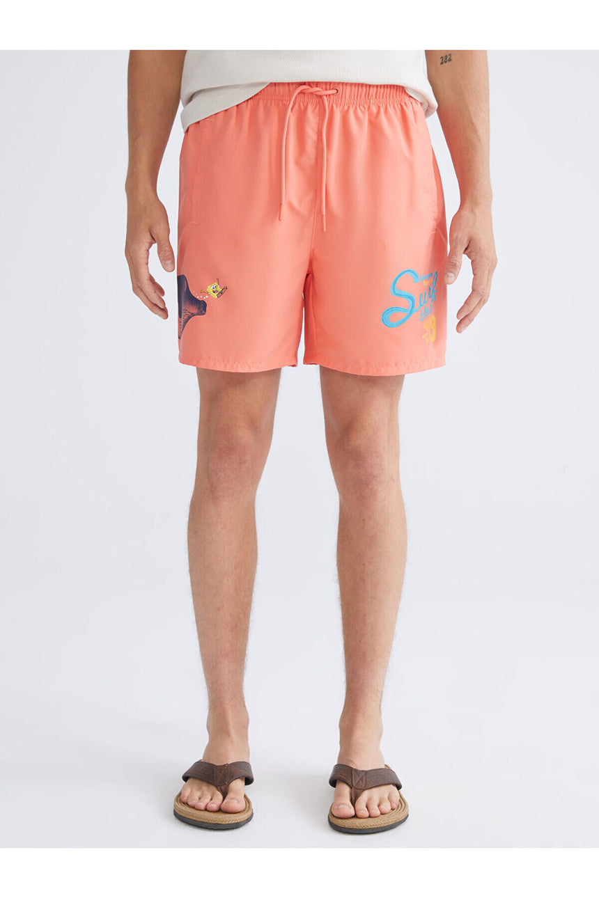LC Waikiki Erkek SpongeBob Baskılı Deniz Şortu S60008C8 - Mercan
