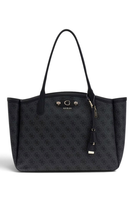Sporline Guess Lindsey siyah monogram desenli poliüretan kadın tote çanta