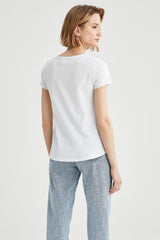 DeFacto K1507AZ Kadın T-Shirt - Beyaz
