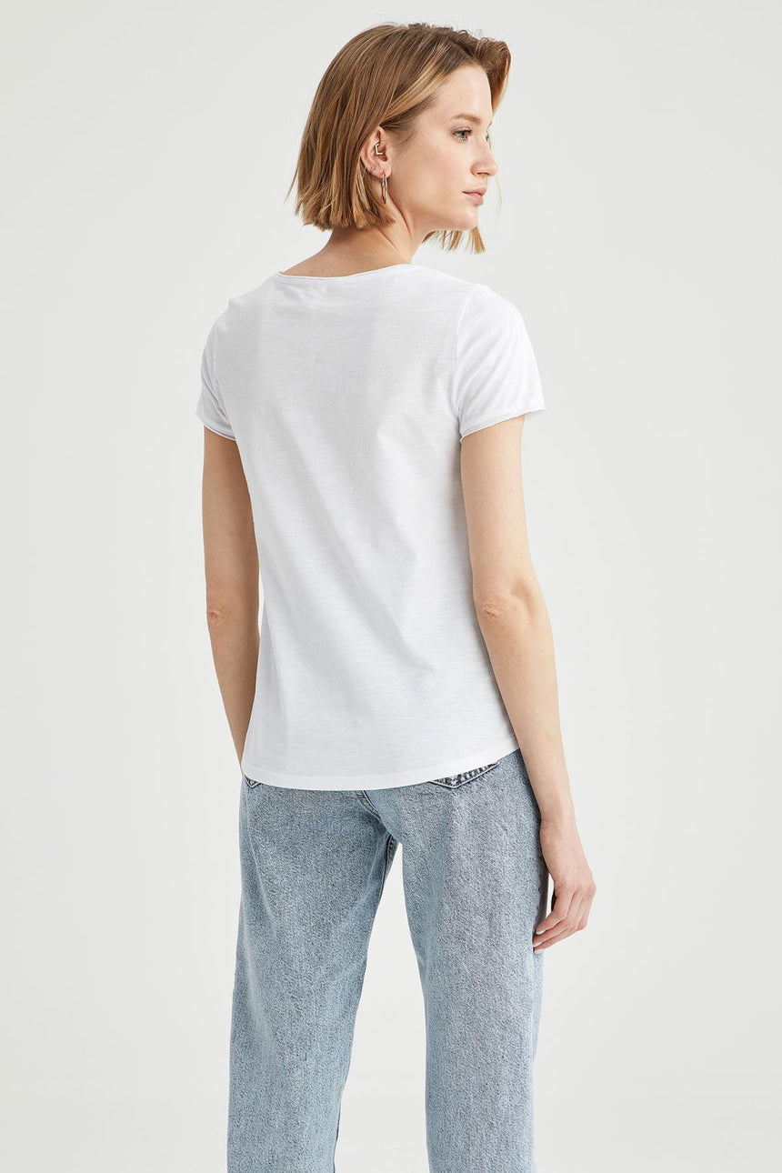 DeFacto K1507AZ Kadın T-Shirt - Beyaz