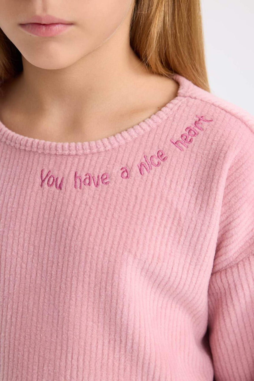Defacto Çocuk Knitted Pyjamas A9859A8 - Gül Kurusu