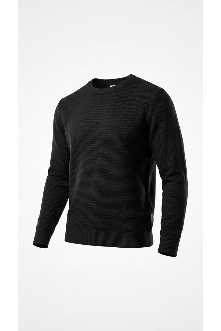 JACK&JONES PLUS JJERYDER KNIT CREW NECK SN PLS 12298715 - Siyah