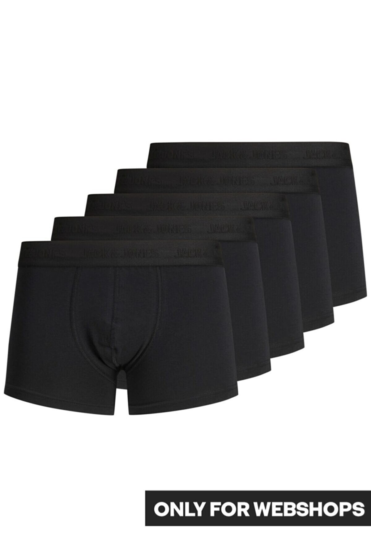 Jack & Jones Tone in Tone Erkek 5'li Boxer 12176266 - Siyah