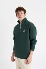 Defacto Erkek Sweat Shirt C6132AX - Koyu Yeşil