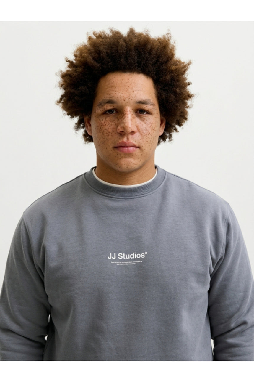 JACK&JONES PLUS JJESOHO SWEAT CREW NECK NOOS PLS 12284682 - Koyu Gri