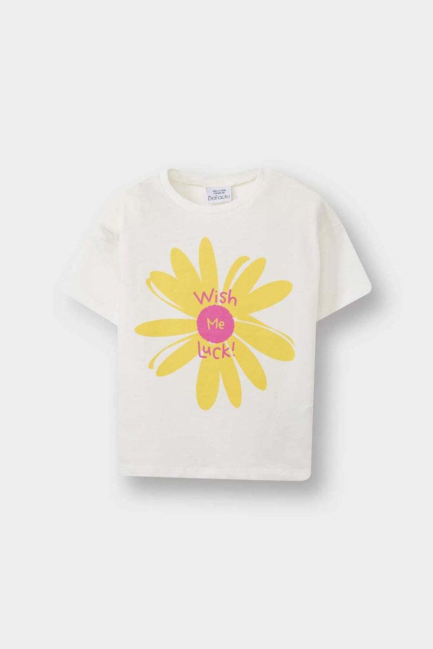 Defacto Çocuk Short Sleeve T-Shirt E0723A5 - Ekru