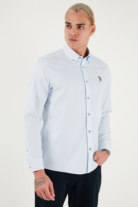 US POLO ASSN ERKEK Dokuma Gomlek G081SZ004 - AÇIK MAVİ