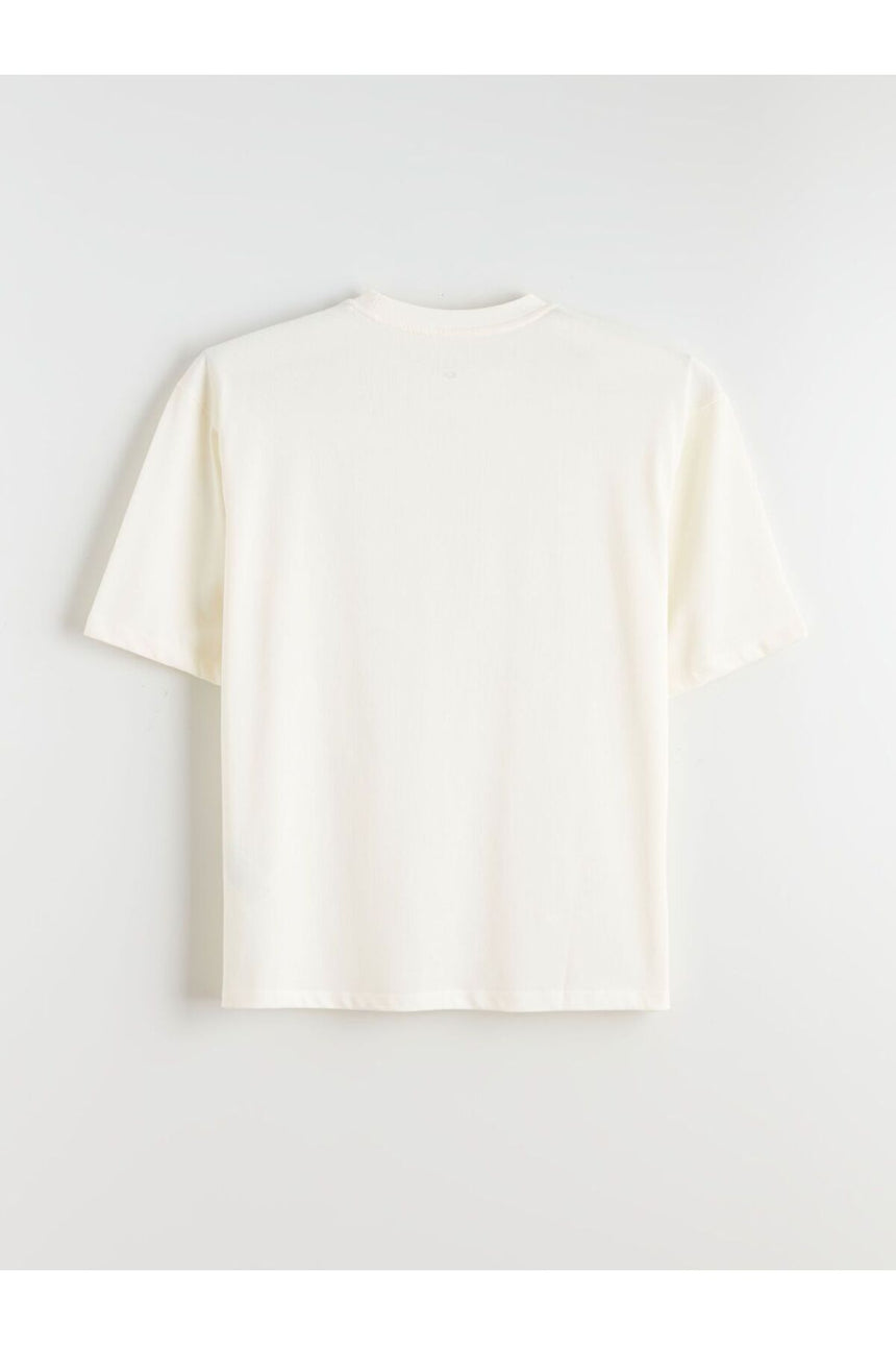 LC Waikiki Erkek Kısa Kollu Oversize T-Shirt W5KD03C8 - Ekru