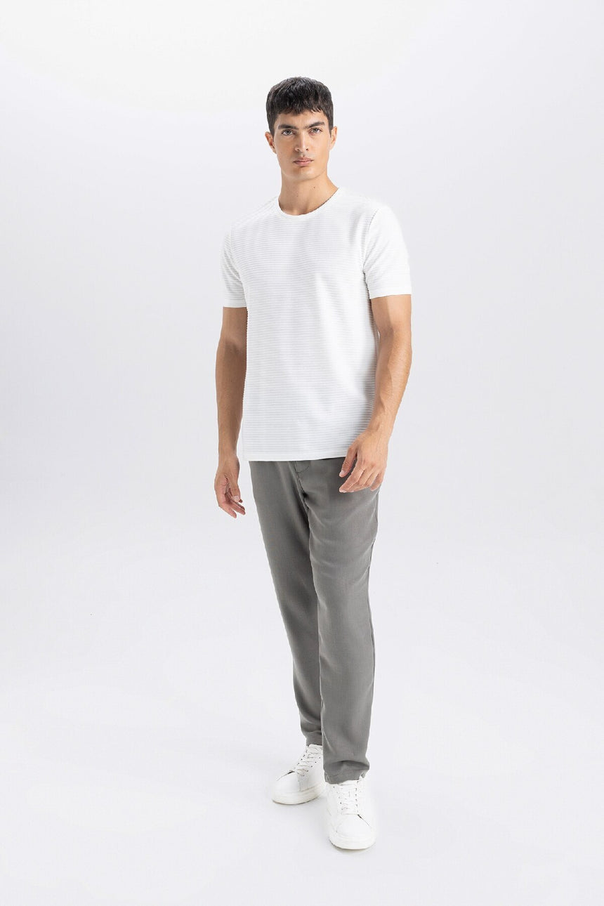 Defacto Erkek T-Shirt M6608Az - Ekru