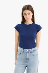 DeFacto C7334AX Kadın T-Shirt - Koyu Lacivert
