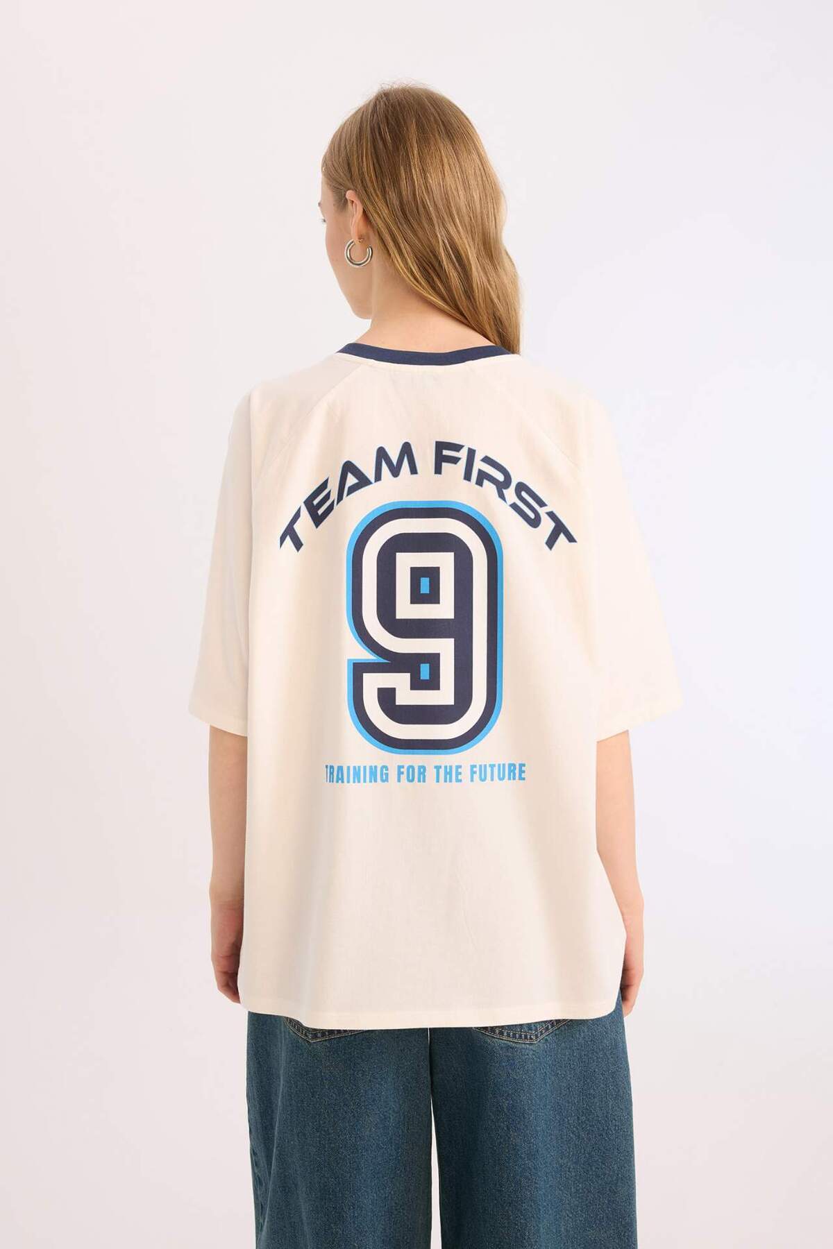 Defacto Kadın Short Sleeve T-Shirt E4621Ax - Kırık Beyaz