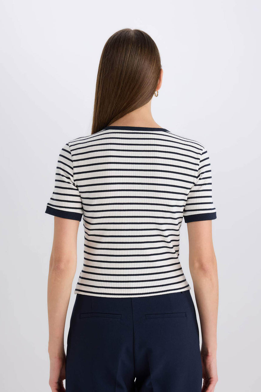 Defacto Kadın Short Sleeve T-Shirt C2566Ax - Koyu Lacivert