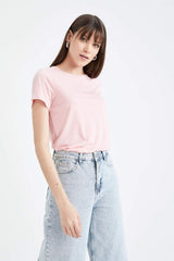 DeFacto W7299AZ Kadın T-Shirt - Açık Pembe