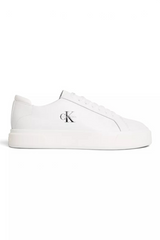 Sporline Calvin Klein beyaz deri erkek sneaker ayakkabı, yan kısmında siyah CK logo detayı ile