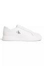 Sporline Calvin Klein beyaz deri erkek sneaker ayakkabı, yan kısmında siyah CK logo detayı ile