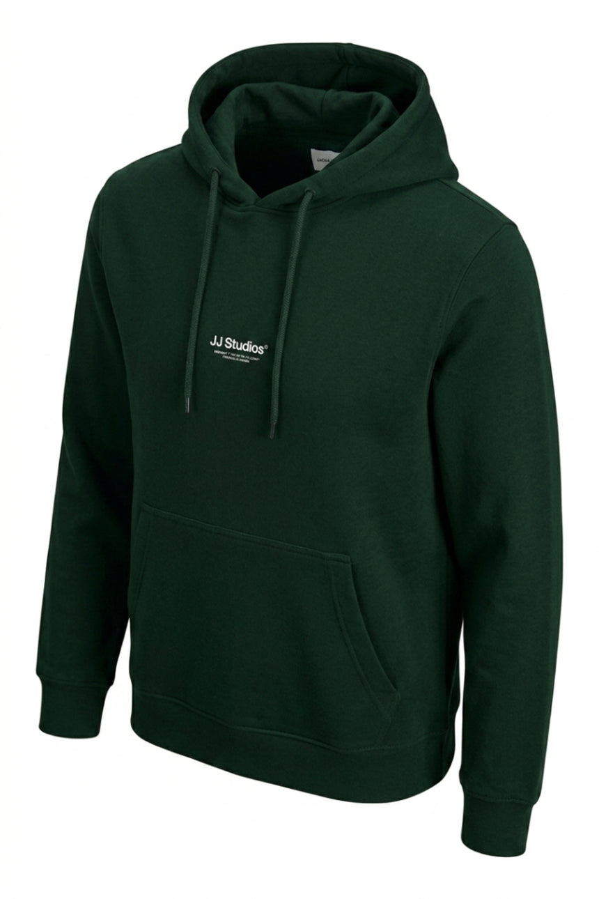 JACK&JONES PLUS JJESOHO SWEAT HOOD NOOS PLS 12279516 - Koyu Yeşil