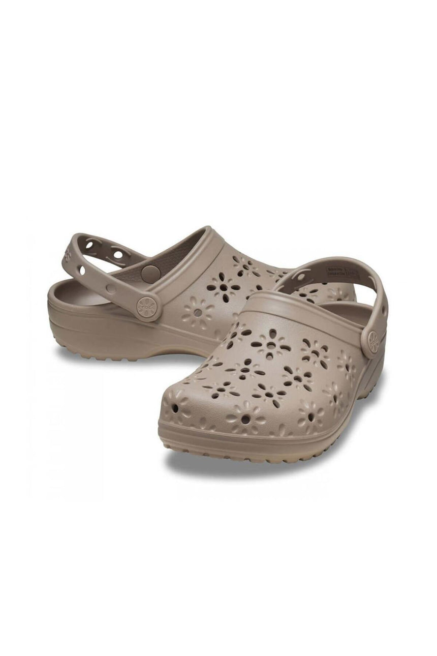 Crocs Unisex Floral Cut Out Clog CR3038 Terlik - Gri Kahverengi