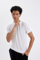 Defacto Erkek Short Sleeve T-Shirt N2104AZ - Beyaz